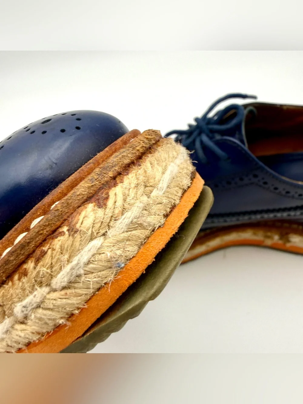 Prada Navy Blue Platform Leather Wingtip Brogue Oxford Women’s 38 Creeper Shoes